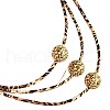 Round Wood Beads 3 Layer Leopard Print Imitation Leather Cord Necklaces for Women FS-WG710D0-01-5