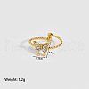 Butterfly Brass Cubic Zirconia Cuff Rings for Women QD0510-5-2