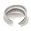 304 Stainless Steel Double Lines Open Cuff Ring RJEW-C067-18P-3