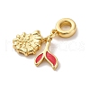 Brass Enamel European Dangle Beads KK-Q098-38G-B-2