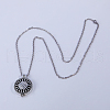 Sunflower Alloy Diffuser Locket Pendant Necklaces with Black Velvet Aromatherapy Pads Inside UW7734-3