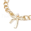 Bowknot Aluminium Twisted Curb Chains Bracelets for Women BJEW-JB11601-01-3