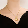 French Style 304 Stainless Steel Pave Natural Pearl Flower Pendant Necklaces OO0634-2-2