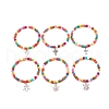 6Pcs 6 Style Synthetic Turquoise(Dyed) & Acrylic Beaded Stretch Bracelets Set BJEW-JB08627-1