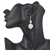 Tibetan Style Alloy ABS Plastic Imitation Pearl Flower Dangle Earrings EJEW-JE06447-3