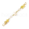 Faceted Round Natural Gold Rutilated Quartz & Yellow Opal & Potato Natural Cultured Freshwater Pearl Beaded Connector Charms PALLOY-JF03531-08-3