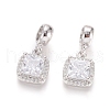 Brass Micro Pave Clear Cubic Zirconia European Dangle Charms OPDL-L016-13P-1