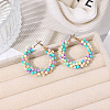 Bohemian Style Iron Glass Seed Beaded Hoop Earrings FS-WG64163-02-1
