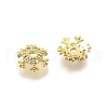 Snowflake Brass Micro Pave Clear Cubic Zirconia Bead Caps KK-K300-03A-G-2