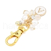 Flat Round with Letter A`Z Alloy Enamel Pendant Decoration HJEW-JM02403-4