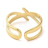 304 Stainless Steel Hollow Open Cuff Ring for Women RJEW-I098-18G-3
