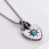 Trendy Stainless Steel Pave Synthetic Turquoise Eagle Claw Shield Pendant Necklaces for Men UJ0814-4
