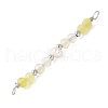 Faceted Round Natural Gold Rutilated Quartz & Yellow Opal & Potato Natural Cultured Freshwater Pearl Beaded Connector Charms PALLOY-JF03532-08-3