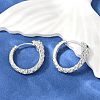 Brass Green Cubic Zirconia Hoop Earrings EJEW-Q016-12P-4
