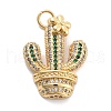 Rack Plating Brass Micro Pave Cubic Zirconia Pendants KK-H449-69G-RS-1