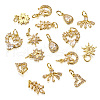 16Pcs 8 Style Rack Plating Brass Pave Cubic Zirconia Pendants KK-TA0001-44-2