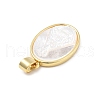 Brass Pave Carved Natural White Shell Religion Oval Pendants KK-D367-04G-B-2