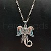 Alloy Pave Glass Cable Chain Black-eyed Elephant Pendant Necklaces for Women HN3417-2-1