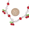 Crackle Glass & Natural Quartz Crystal Fruit Bib Necklaces for Women NJEW-JN05203-02-3