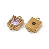 Ion Plating(IP) 304 Stainless Steel Cubic Zirconia Square Links Connector Charms STAS-K256-24G-08-2