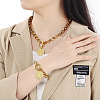 Flat Round with Saint Benedict 304 Stainless Steel Rolo Chain Pendant Necklace & Charm Bracelets Sets FS-WGC58E4-01-3