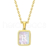 Shell Rectangle Pendant Initial Necklaces PW-WGEBFCF-18-1