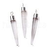 Natural Quartz Crystal Brass Pendants G-B025-02P-04-1