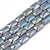 Electroplate Opaque Solid Color Glass Beads Strands EGLA-N002-25-A-4