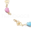 304 Stainless Steel Enamel Colorful Heart Link Chain Bracelet Making AJEW-JB01304-2