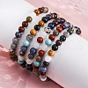 Natural & Synthetic Mixed Gemstone Beaded Stretch Bracelets for Women Men BJEW-F490-01A-1