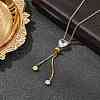 304 Stainless Steel Crystal Rhinestone Heart Box Chain Lariat Necklaces for Women NJEW-B131-03G-2