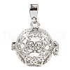 Rack Plating Brass Bead Cage Pendants KK-D025-01D-P-2