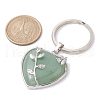 Natural Green Aventurine & Brass Heart Pendant Keychains KEYC-JKC00658-01-3