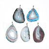 Dyed Natural Druzy Agate Slice Big Pendants G-N344-44-1