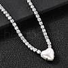 Brass Pave Clear Cubic Zirconia Tennis Necklaces NJEW-K287-02P-3