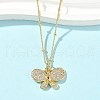 Brass Micro Pave Clear Cubic Zirconia Pendant Necklaces NJEW-D306-01G-A-1