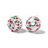 Fruit Printed Wood European Beads WOOD-G013-01C-2