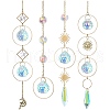 4Pcs Metal Ring & Sun Hanging Ornaments Set PW-WG46035-01-1