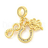 Rack Plating Brass Micro Pave Cubic Zirconia European Dangle Charms KK-P270-02B-G-1