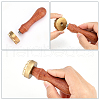 Olycraft 1Pc Pear Wood Handle with 1pc Brass Stamp Head DIY-OC0012-40D-3