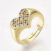 Adjustable Brass Micro Pave Cubic Zirconia Finger Rings RJEW-S044-018-1