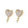 Brass Micro Pave Cubic Zirconia with Shell Stud Earring Findings KK-Z115-03G-1