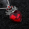 Brass Pave Glass Crown Heart Pendant Necklaces FS-WG3AF77-01-4