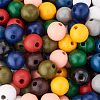 220Pcs 11 Colors Painted Natural Wood European Beads WOOD-TA0001-54-13