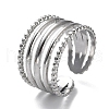 Non-Tarnish 304 Stainless Steel Open Cuff Ring Jewelry for Woman RJEW-B047-02P-1
