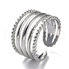 304 Stainless Steel Open Cuff Ring Jewelry for Woman RJEW-B047-02P-1