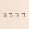 316 Surgical Stainless Steel Crystal Rhinetone Flat Round L-Shaped Nose Rings WGCD50A-01-4