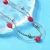 304 Stainless Steel & Dyed Natural Malaysia Jade Double Layer Necklaces for Women NJEW-A045-19P-1