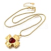 Cross with Heart 304 Stainless Steel Cubic Zirconia Pendant Necklaces NJEW-H070-01G-01-4