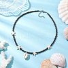 Summer Beach Synthetic Turquoise Starfish & Natural Cowrie Shell Pendant Necklaces NJEW-JN05207-1